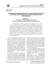 Функциональные особенности подготовки экспертов в системе дополнительного профессионального образования