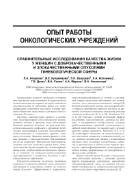 Сравнительные исследования качества жизни у женщин с доброкачественными и злокачественными опухолями гинекологической сферы