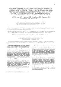 Сравнительная характеристика эффективности и гематологической токсичности двух режимов противоопухолевой химиотерапии (CVC и CVCV) у больных мелкоклеточным раком легкого
