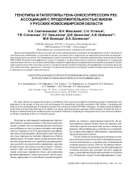 Генотипы и гаплотипы гена-онкосупрессора р53: ассоциация с продолжительностью жизни у русских Новосибирской области