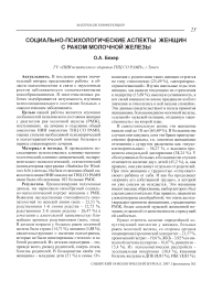 Социально-психологические аспекты женщин с раком молочной железы