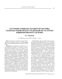 Состояние сердечно-сосудистой системы у больных раком легкого по данным ЭКГ на этапах комбинированного лечения