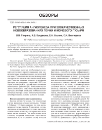 Регуляция ангиогенеза при злокачественных новообразованиях почки и мочевого пузыря