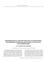 Вариабельность экспрессии гена остеопонтина при влиянии различных факторов остеогенеза и их комбинаций