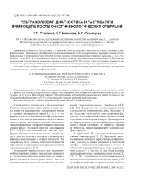 Ультразвуковая диагностика и тактика при лимфоцеле после онкогинекологических операций