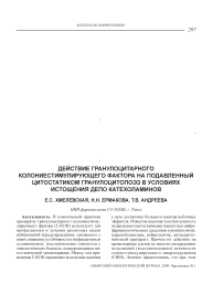 Действие гранулоцитарного колониестимулирующего фактора на подавленный цитостатиком гранулоцитопоэз в условиях истощения депо катехоламинов