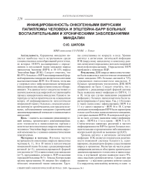 Инфицированность онкогенными вирусами папилломы человека и Эпштейна-Барр больных воспалительными и хроническими заболеваниями миндалин