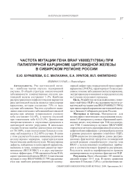 Частота мутации гена BRAF V600E(T1799A) при папиллярной карциноме щитовидной железы в Сибирском регионе России