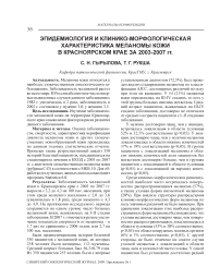 Эпидемиология и клинико-морфологическая характеристика меланомы кожи в Красноярском крае за 2003-2007 гг