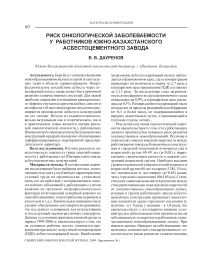 Риск онкологической заболеваемости у работников южно-казахстанского асбестоцементного завода