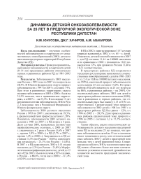 Динамика детской онкозаболеваемости за 25 лет в предгорной экологической зоне Республики Дагестан