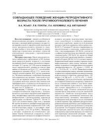 Совладающее поведение женщин репродуктивного возраста после противоопухолевого лечения