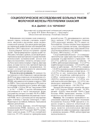 Социологическое исследование больных раком молочной железы Республики Хакасия