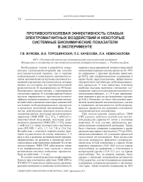 Противоопухолевая эффективность слабых электромагнитных воздействий и некоторые системные биохимические показатели в эксперименте