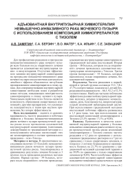 Адъювантная внутрипузырная химиотерапия немышечно-инвазивного рака мочевого пузыря с использованием композиций химиопрепаратов с тизолем