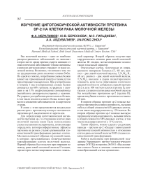 Изучение цитотоксической активности протеина SP-2 на клетки рака молочной железы