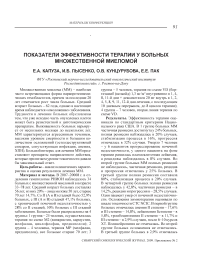 Показатели эффективности терапии у больных множественной миеломой