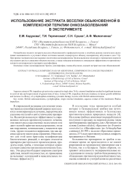 Использование экстракта веселки обыкновенной в комплексной терапии онкозаболеваний в эксперименте