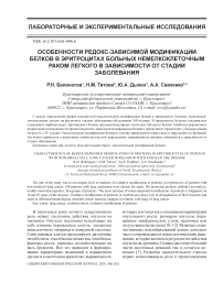 Особенности редокс-зависимой модификации белков в эритроцитах больных немелкоклеточным раком легкого в зависимости от стадии заболевания