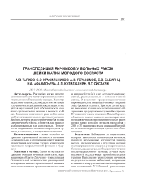 Транспозиция яичников у больных раком шейки матки молодого возраста