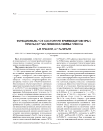 Функциональное состояние тромбоцитов крыс при развитии лимфосаркомы Плисса