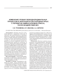 Изменение уровня свободнорадикальных процессов в эритроцитах беспородных крыс с перевитой лимфосаркомой Плисса, после воздействия КВЧ