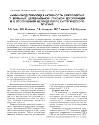 Иммуномодулирующая активность циклоферона у больных церебральной глиомой до операции и в отсроченном периоде после хирургического лечения