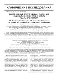 Гормональный статус женщин различных национальностей региона Сибири и Дальнего Востока