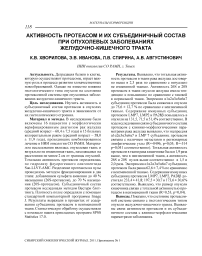 Активность протеасом и их субъединичный состав при опухолевых заболеваниях желудочно-кишечного тракта