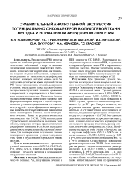 Сравнительный анализ генной экспрессии потенциальных онкомаркеров в опухолевой ткани желудка и нормальном желудочном эпителии