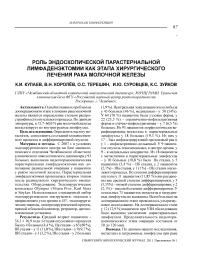 Роль эндоскопической парастернальной лимфаденэктомии как этапа хирургического лечения рака молочной железы