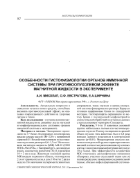 Особенности гистофизиологии органов иммунной системы при противоопухолевом эффекте магнитной жидкости в эксперименте