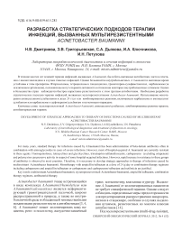 Разработка стратегических подходов терапии инфекций, вызванных мультирезистентными Acinetobacter baumannii