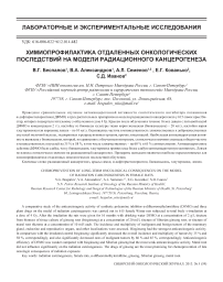 Химиопрофилактика отдаленных онкологических последствий на модели радиационного канцерогенеза