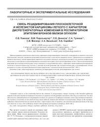 Связь рецидивирования плоскоклеточной и железистой карциномы легкого с характером дисрегенераторных изменений в респираторном эпителии бронхов вблизи опухоли