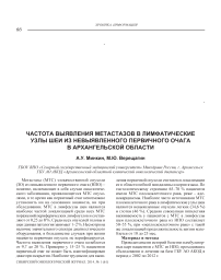 Частота выявления метастазов в лимфатические узлы шеи из невыявленного первичного очага в Архангельской области