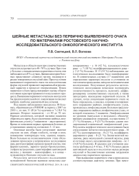 Шейные метастазы без первично выявленного очага по материалам Ростовского научно-исследовательского онкологического института