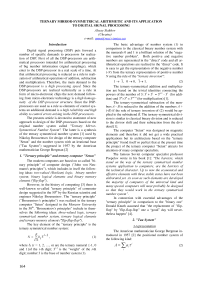 Ternary mirror-symmetrical arithmetic and its application to digital signal processinalexey