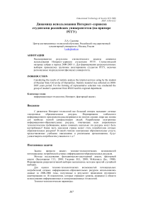 Динамика использования интернет-сервисов студентами российских университетов (на примере РГГУ)