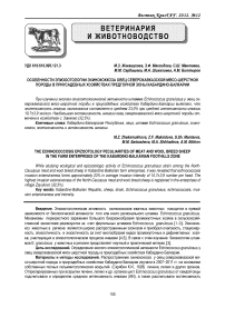 Особенности эпизоотологии эхинококкоза овец северкавказской мясо-шерстной породы в приусадебных хозяйствах предгорной зоны Кабардино-Балкарии