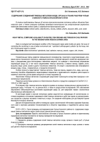 Содержание соединений тяжёлых металлов в воде, органах и тканях рыб реки Чулым Ачинского района Красноярского края