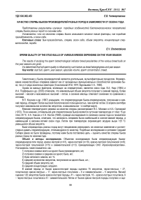 Качество спермы быков-производителей разных пород в зависимости от сезона года