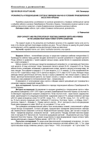 Урожайность и плодоношение сортов и гибридов кабачка в условиях правобережной лесостепи Украины