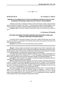 Влияние густоты древостоя на структуру напочвенного покрова в разногустотных молодняках лиственницы сибирской искусственного происхождения