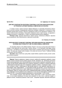 Действие удобрений при некорневых подкормках и внутрипочвенном внесении на урожайность яровой пшеницы и химический состав зерна