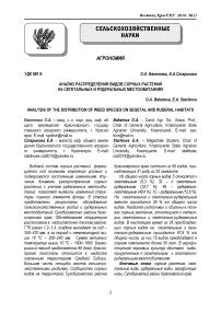 Анализ распределения видов сорных растений на сегетальных и рудеральных местообитаниях