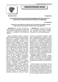 Роль экологических факторов при выращивании пера лука репчатого в закрытых агроэкосистемах Красноярской агломерации