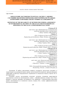 Определение достоверности метода экспресс-оценки состояния экологической безопасности примагистральных территорий селитебных зон по уровню загазованности