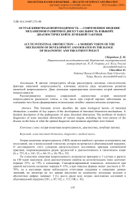 Острая кишечная непроходимость - современное видение механизмов развития и дискутабельность в выборе диагностической и лечебной тактики