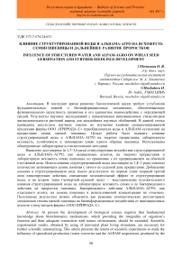 Влияние структурированной воды и АЛЬПАМА-АГРО на всхожесть семян пшеницы и дальнейшее развитие проростков